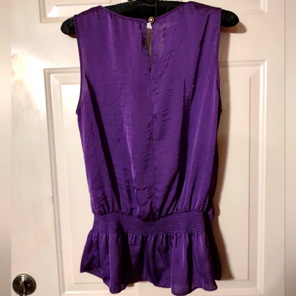💜🪻💜 Sultry Rich Amethyst Purple Silky Satin Drape Neck Camisole Tank Top - XL - Picture 3 of 15